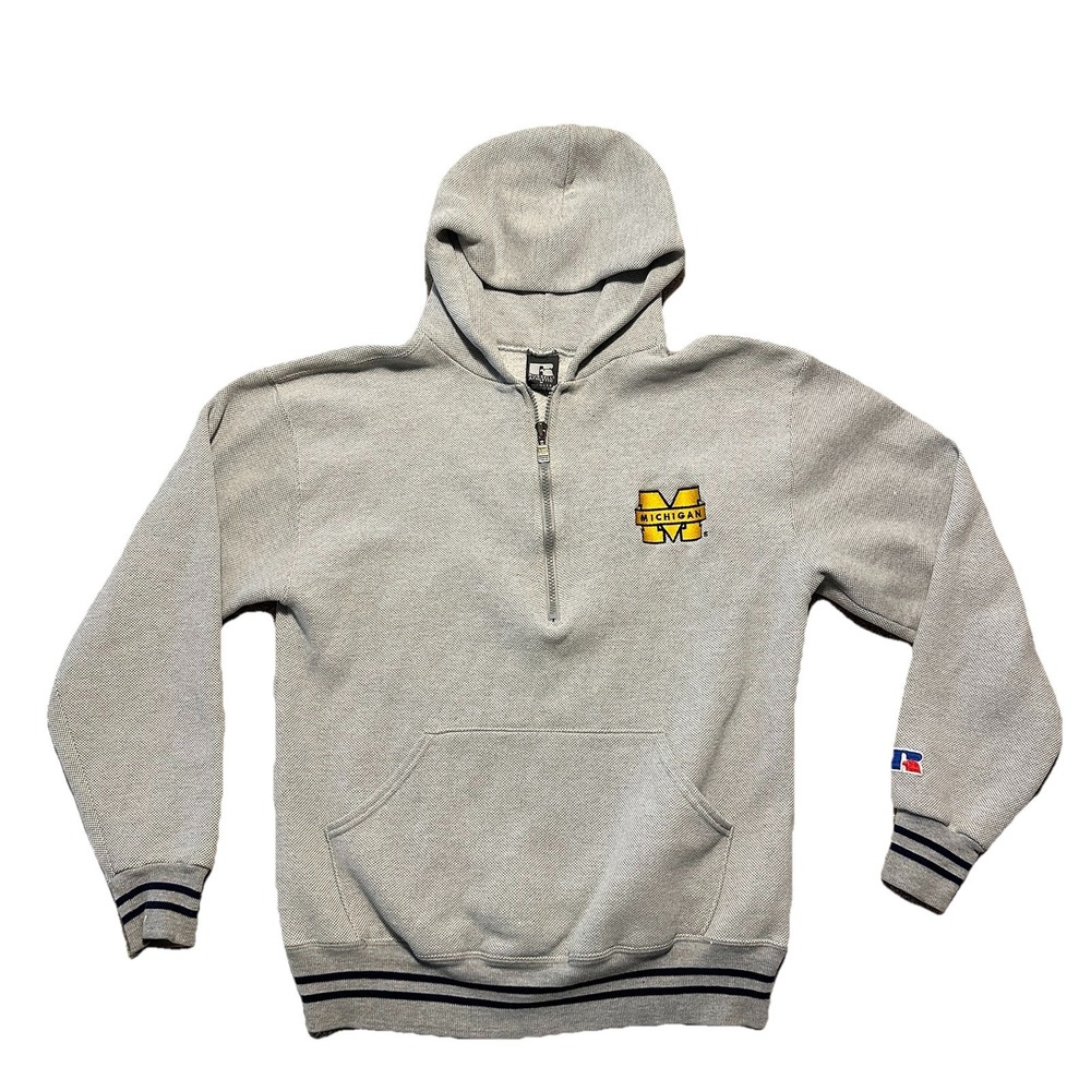Vtg 80s Russell Athletic Mens M University of Michigan‎ Hoodie Gray Made In USA